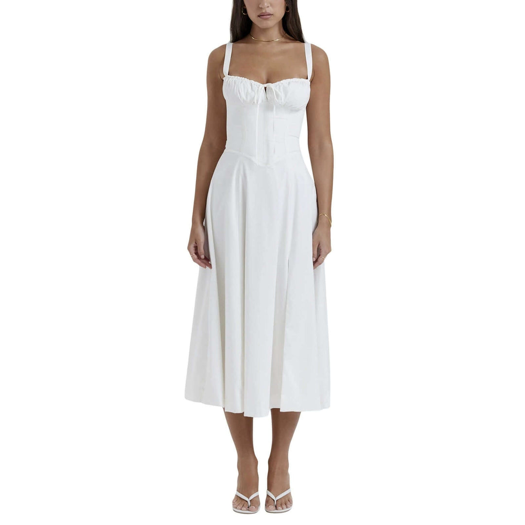 Women's Corset Midi Dress with Slit
