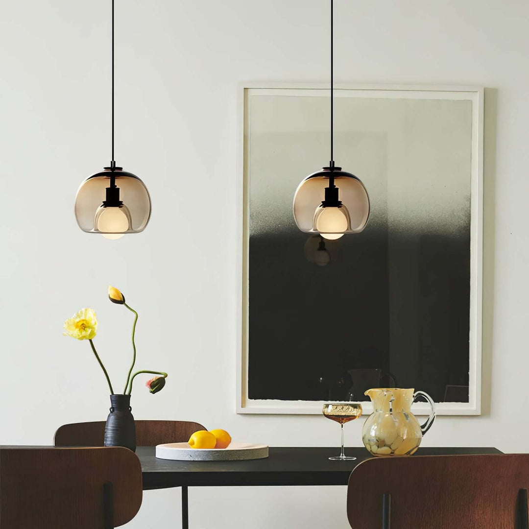 Modern Glass Pendant Light, 25cm Diameter