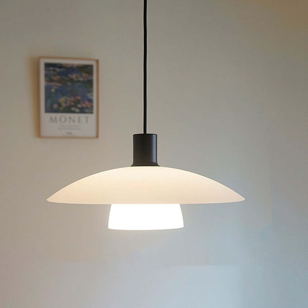 Modern White Glass Disc Pendant Light