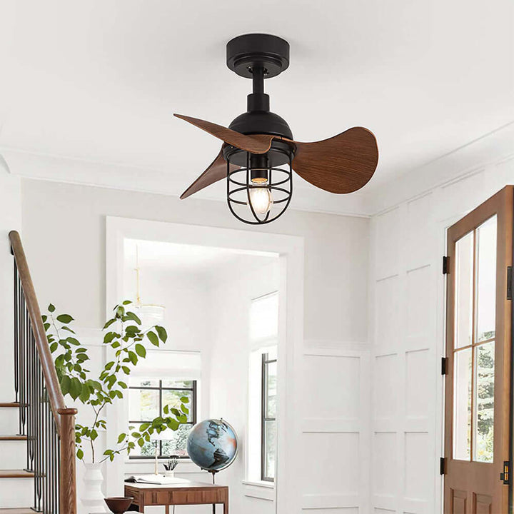 Dark Walnut Ceiling Fan with Light 22inch