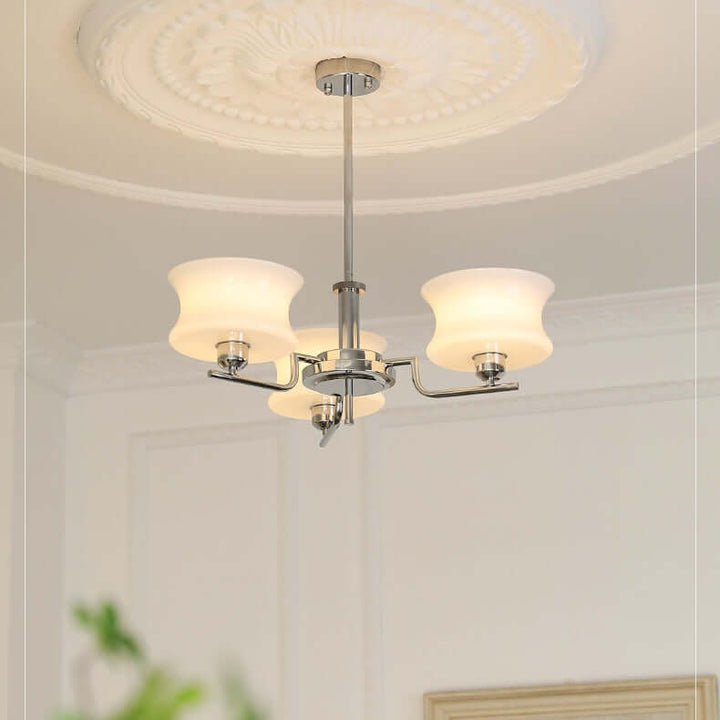 Vintage Metal & Glass Chandelier for Dining Room