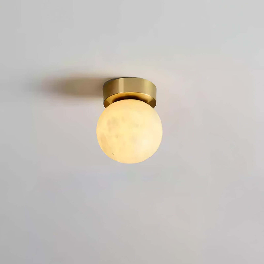 Alabaster Globe Ceiling Light with Brass Detailing
