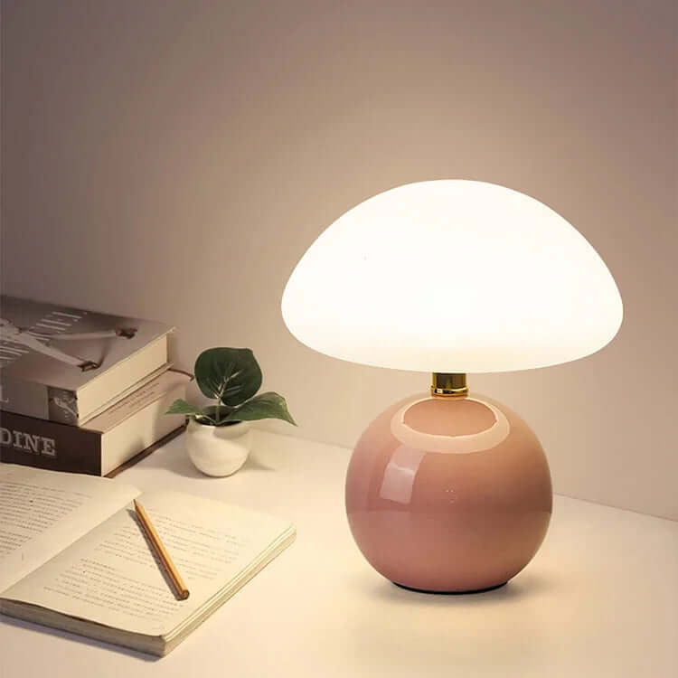 Ceramic Mushroom Lamp with Adjustable LED Light