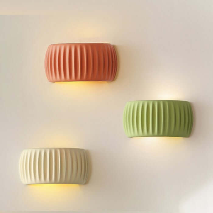 Ribbed Resin Wall Sconce - Art Deco Style