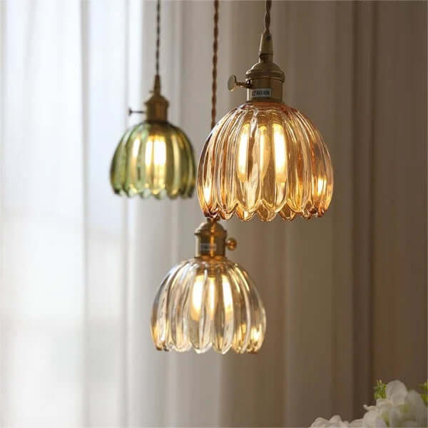 Retro Glass Flower Pendant Light