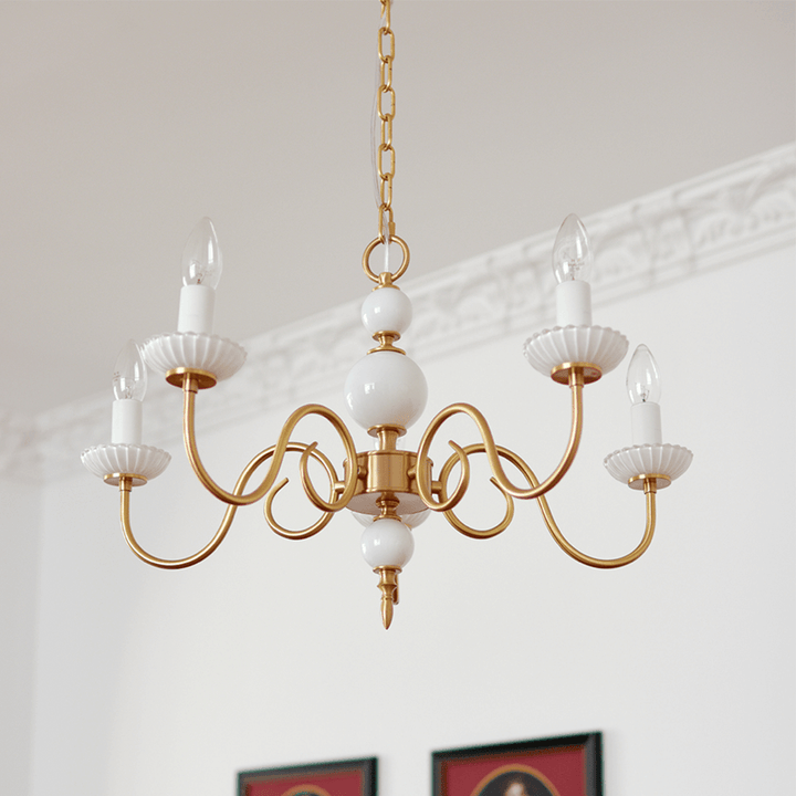 Retro Cream Glass Chandelier 3/5 Lamps