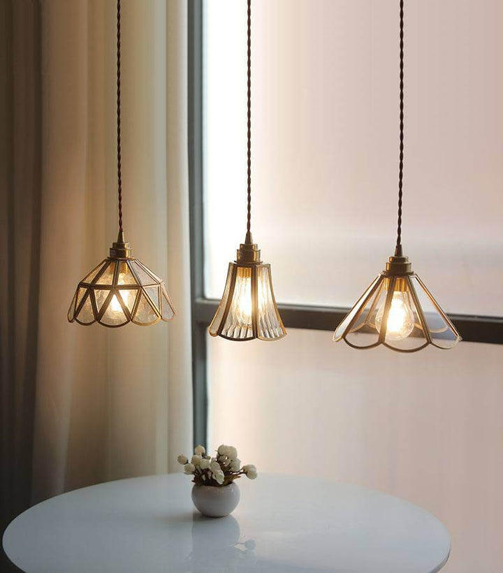 Elegant Glass Pendant Light with Brass Finish