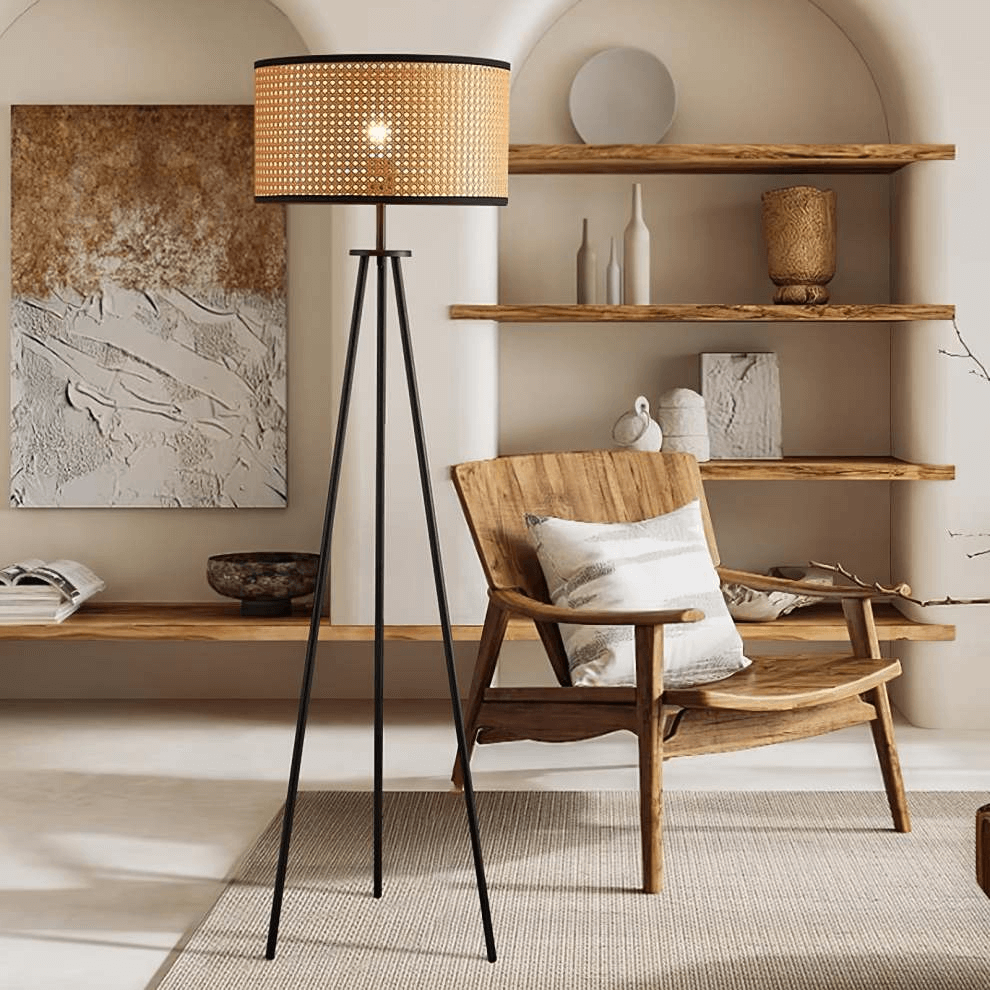 Rattan Tripod Floor Lamp - Natural Chic Lighting
