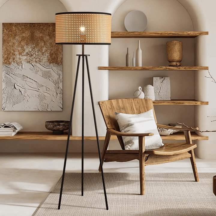Rattan Tripod Floor Lamp - Natural Chic Lighting