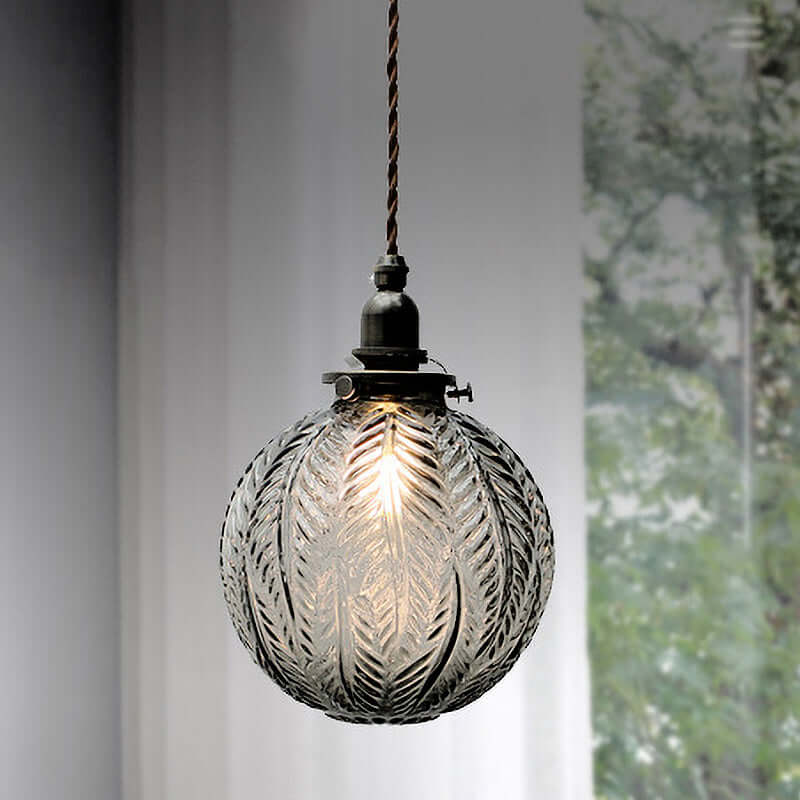 Vintage Glass Globe Pendant Light 15cm
