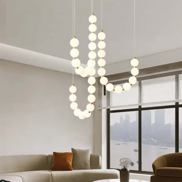 Elegant Pearl Chandelier with Acrylic Accents