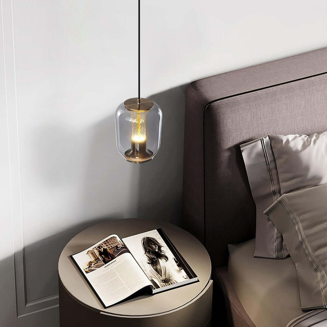 Modern Glass Pendant Light Fixture, 16cm, Integrated LED
