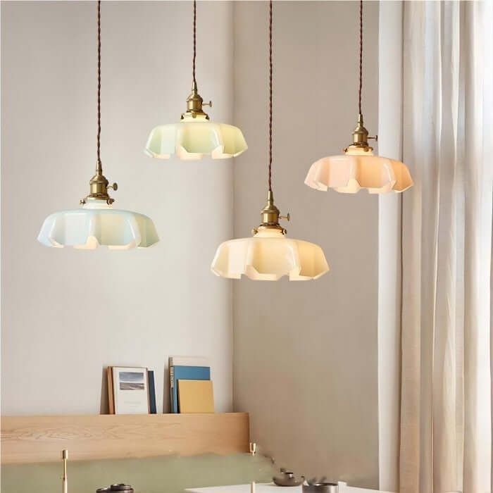 Retro Floral Glass Hanging Lamp 25cm