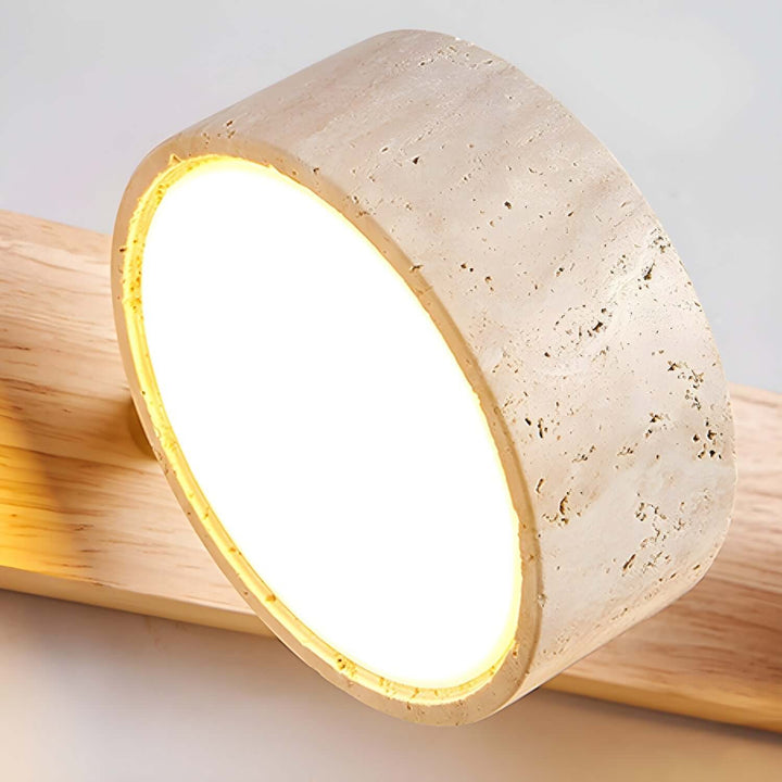 Natural Stone & Wood Wall Light Fixture