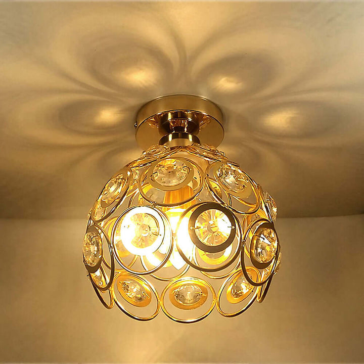 Luxury Gold Crystal Ball Ceiling Light Fixture