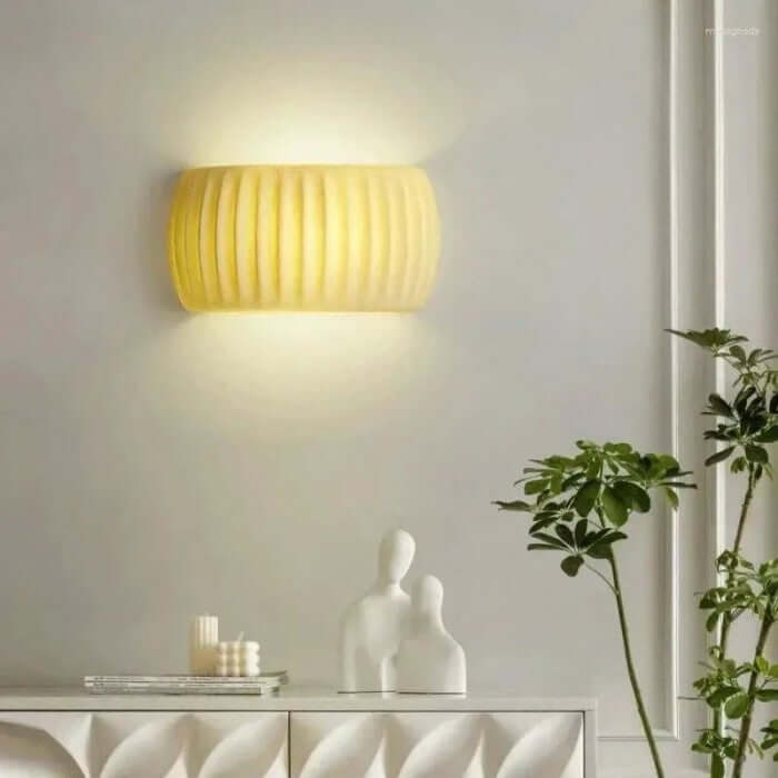 Ribbed Resin Wall Sconce - Art Deco Style