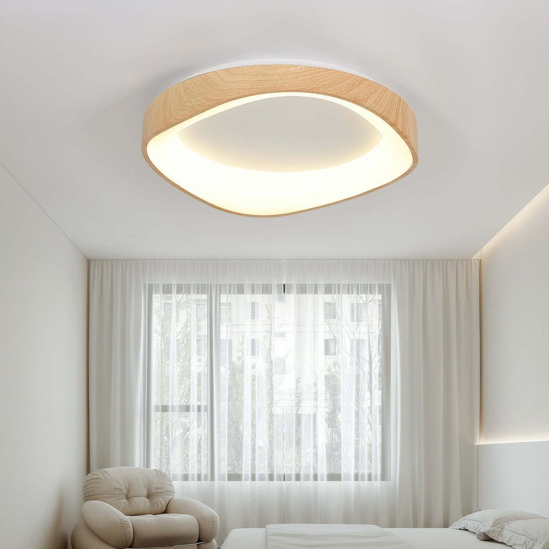 Modern Wood Grain LED Ceiling Light Fixture