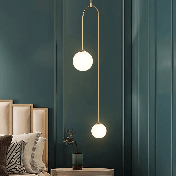 Modern U-Shaped 2-Light Glass Globe Pendant