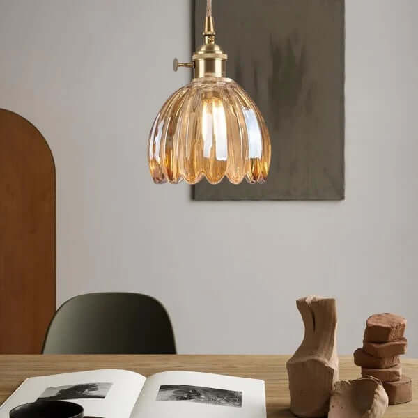 Retro Glass Flower Pendant Light