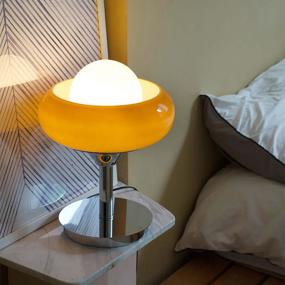 Vintage Yellow Glass Table Lamp