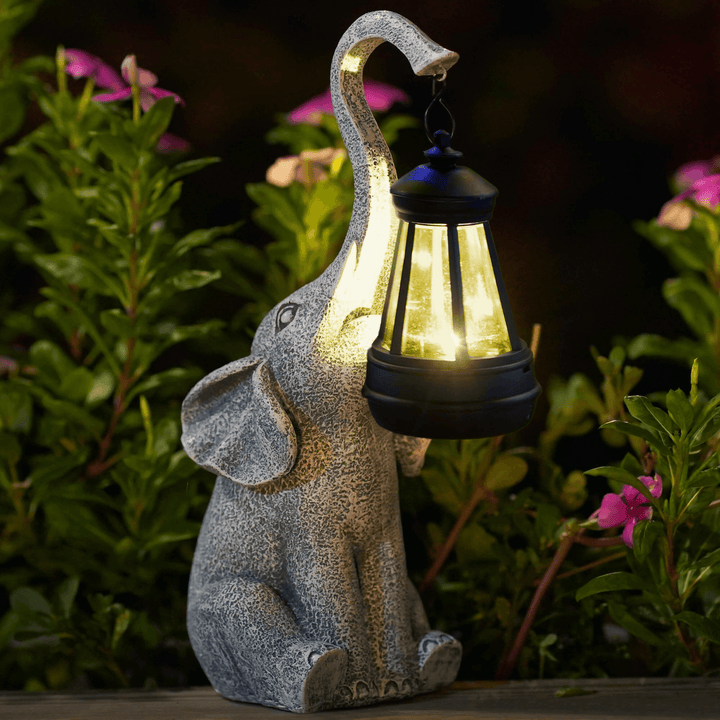 Solar Resin Elephant Garden Light