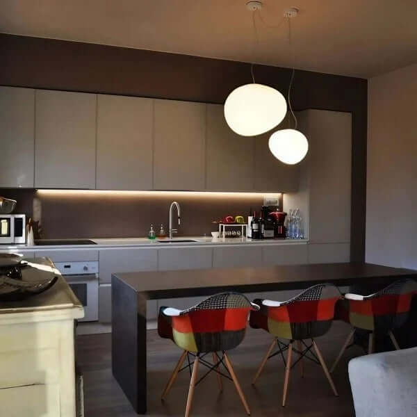 Modern Pendant Light Fixture, Hand-Blown Glass