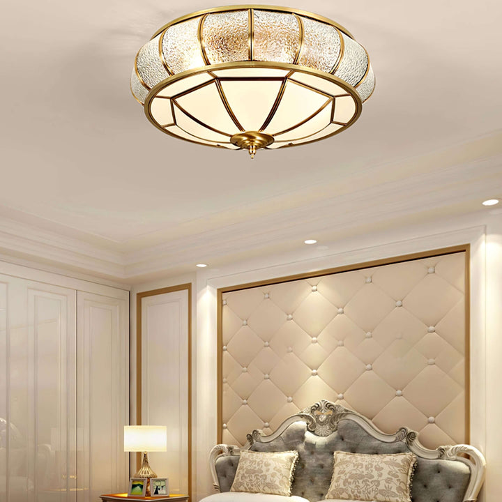 Round Textured Glass Ceiling Light Fixture