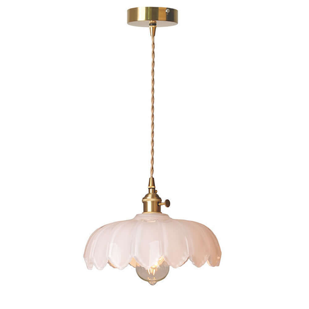 Vintage Glazed Floral Hanging Lamp