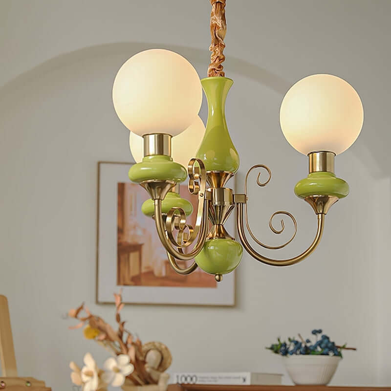 Elegant Green Onyx Chandelier | 3 & 5 Heads