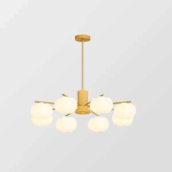 Modern Wooden Chandelier with Cotton Balls