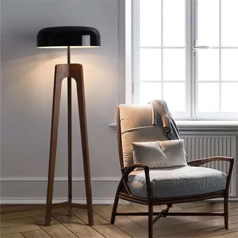 Modern Bamboo LED Floor Lamp with Wood Accents