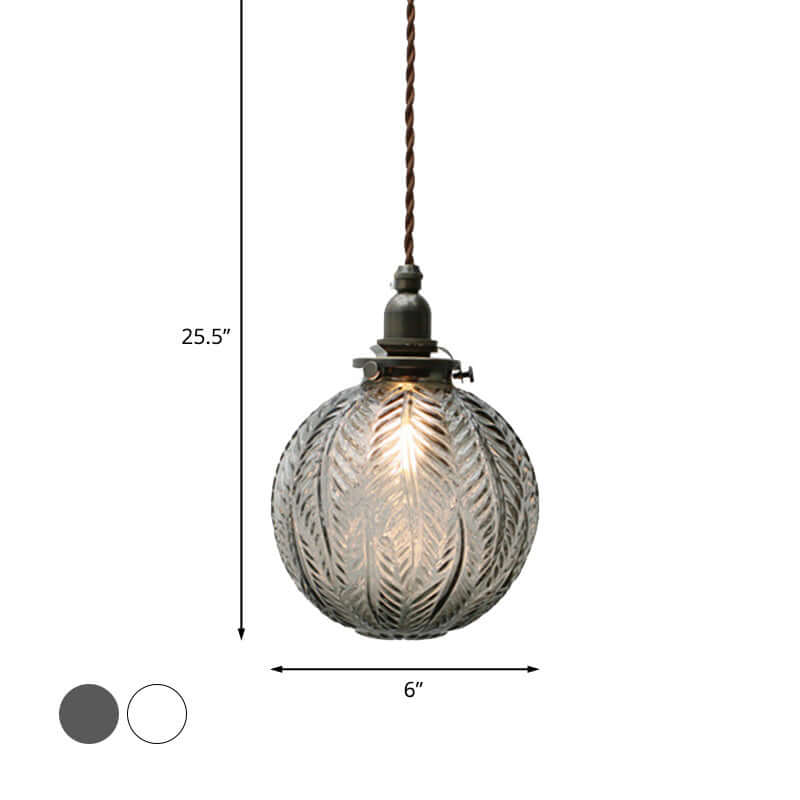 Vintage Glass Globe Pendant Light 15cm