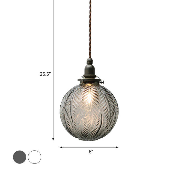 Vintage Glass Globe Pendant Light 15cm