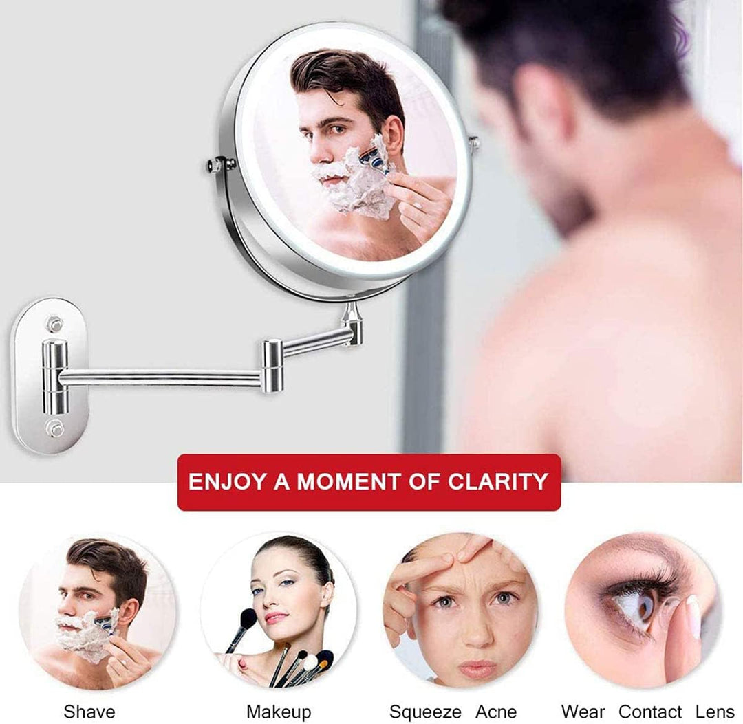 Rechargeable Wall Mounted Shaving Mirror with LED Lights