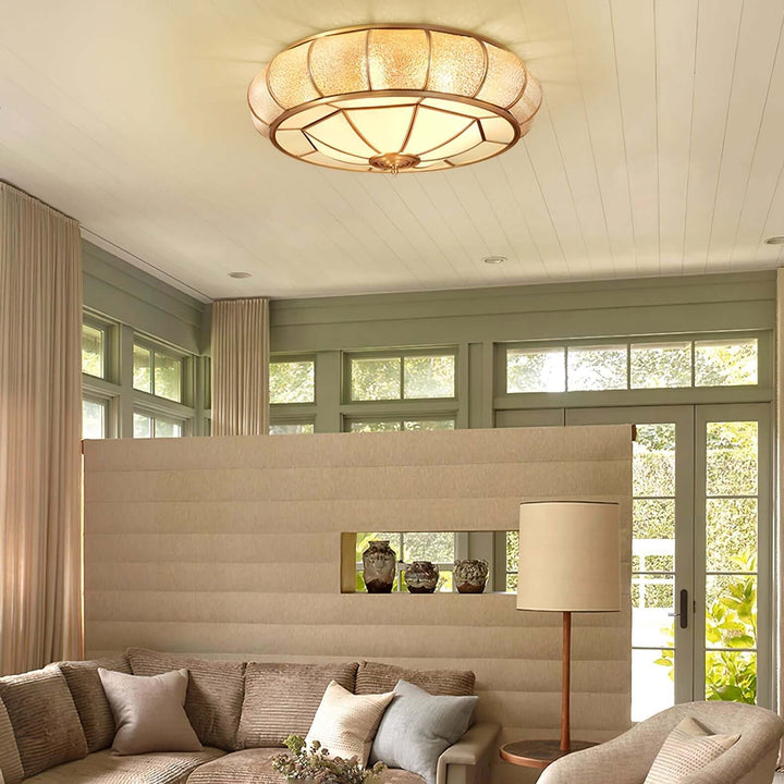 Round Textured Glass Ceiling Light Fixture