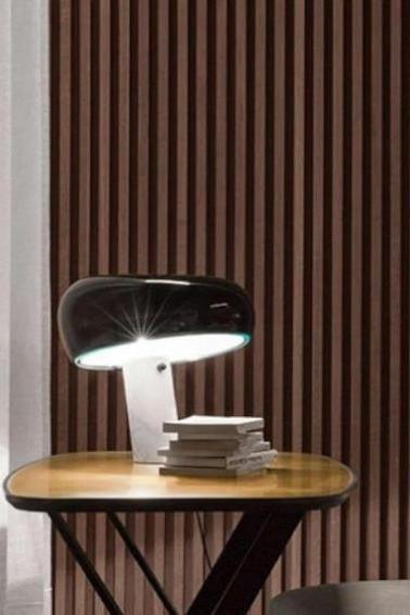 Carrara Marble Table Lamp with Glazed Metal Reflector