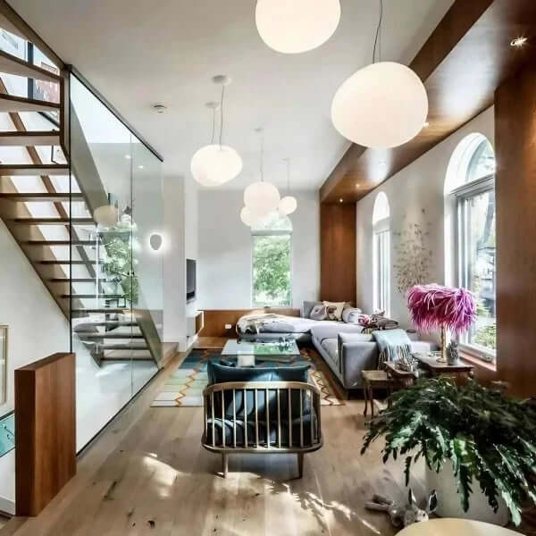 Modern Pendant Light Fixture, Hand-Blown Glass