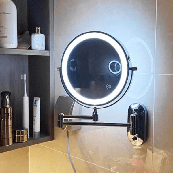 Rechargeable LED Magnifying Makeup Mirror - Black