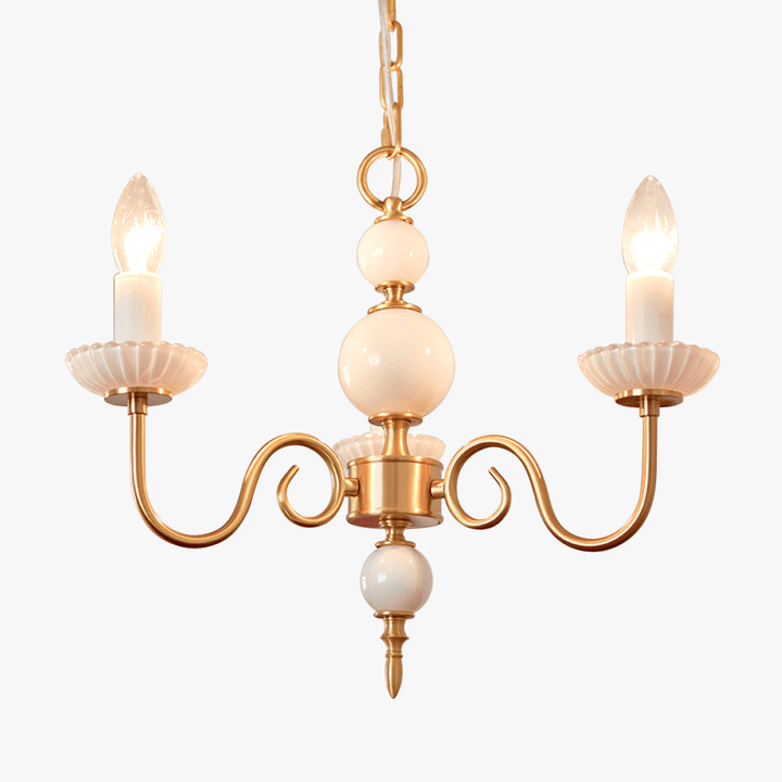 Retro Cream Glass Chandelier 3/5 Lamps