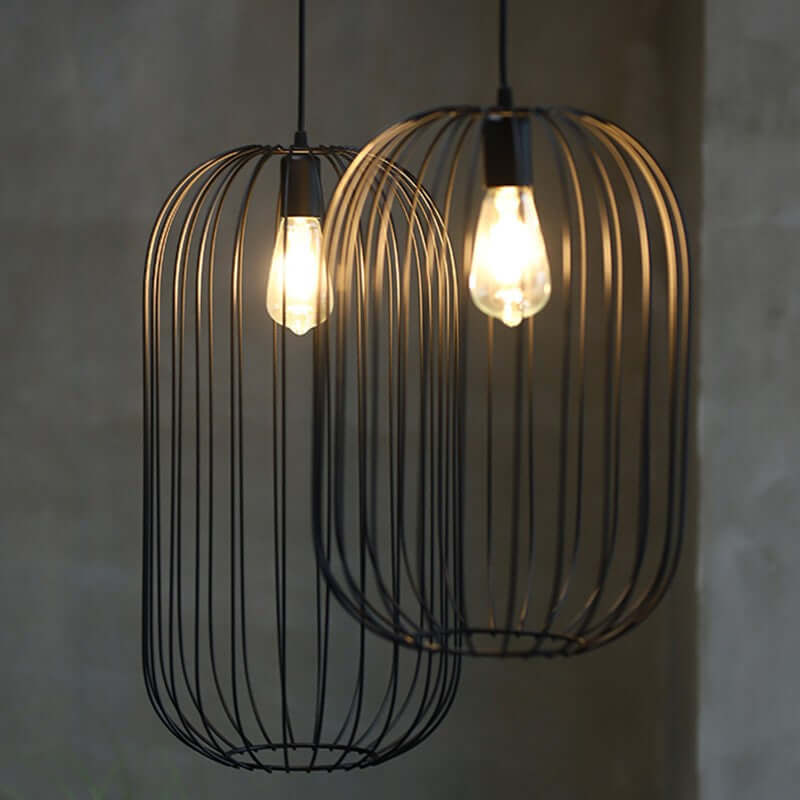 Striped Cage Floor Lamp, Metal Rattan Accent Lamp