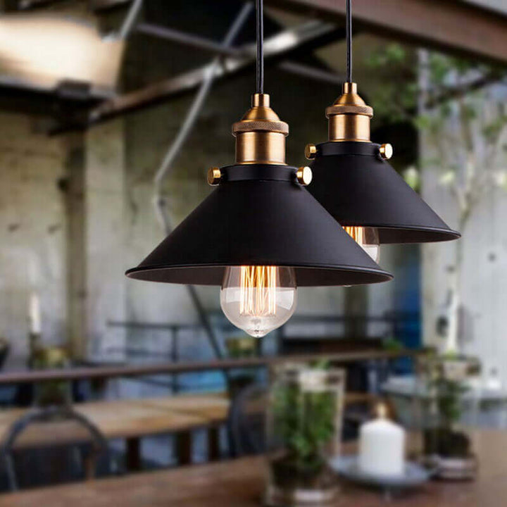 Vintage Brass Cone Pendant Light