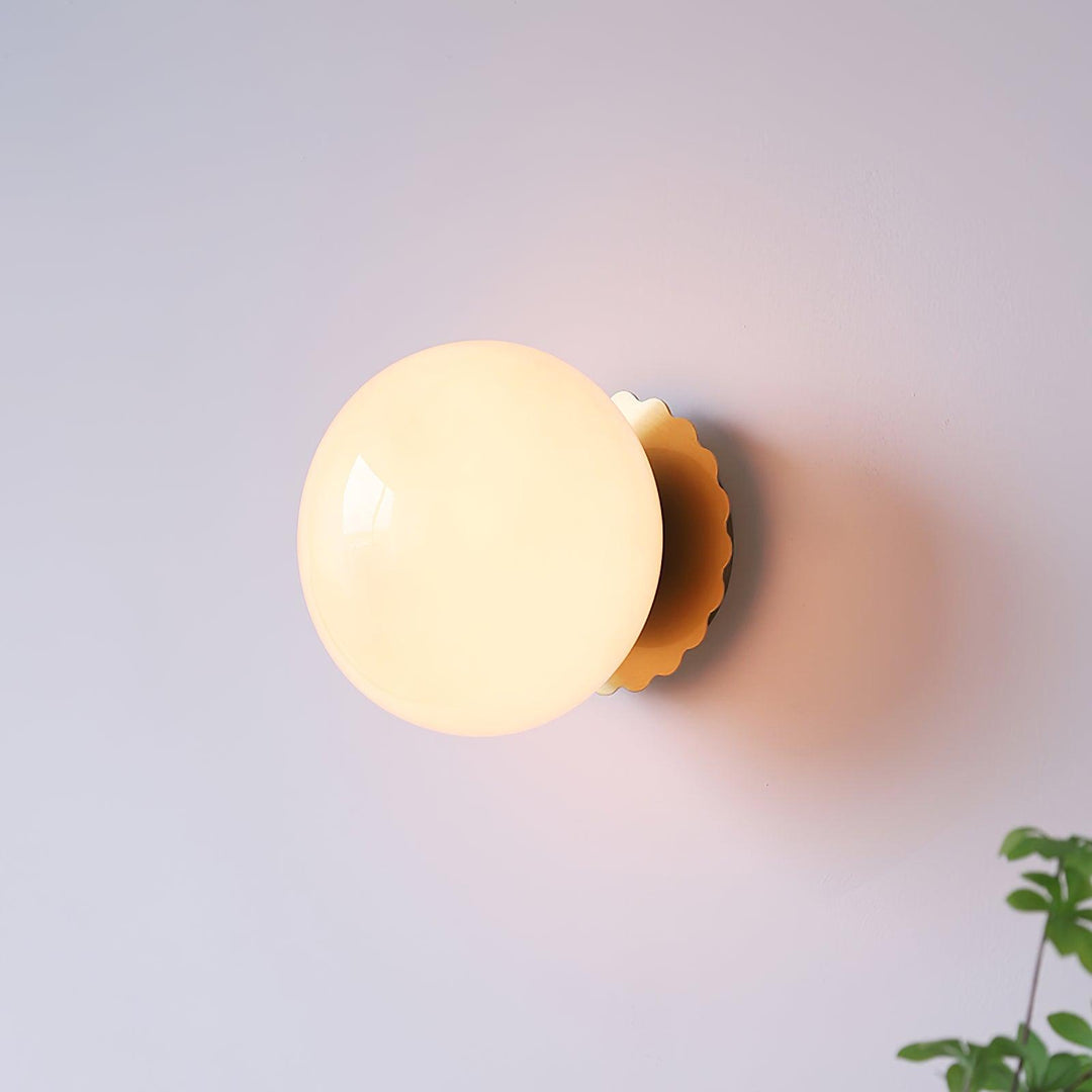 Pink Glass & Metal Sconce Light - 20cm