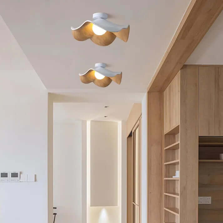 Nordic Wooden Lotus Resin Ceiling Light