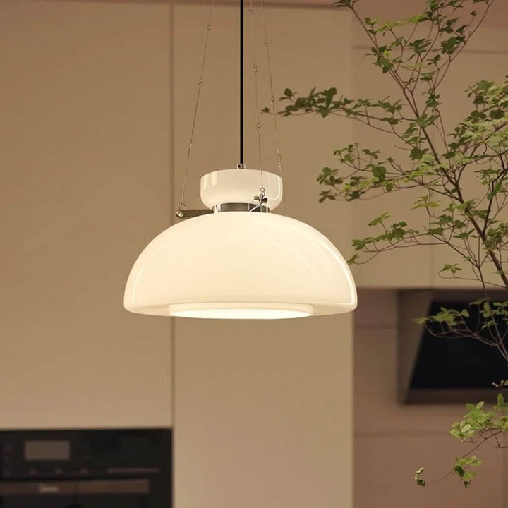 Milky Glass Pendant Light 40cm - Modern Hanging Ceiling Lamp