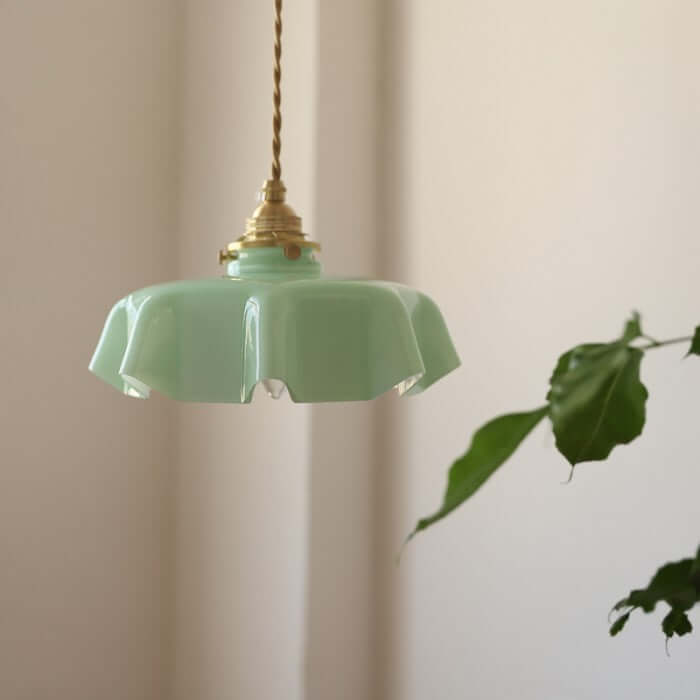 Retro Floral Glass Hanging Lamp 25cm