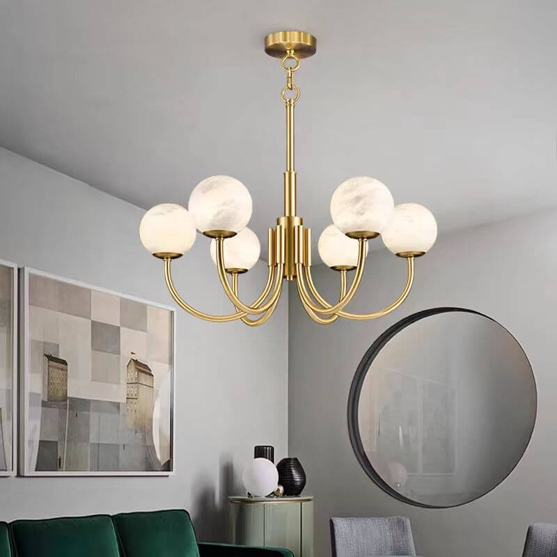 Modern 6-Light Spherical Glass Chandelier 75cm