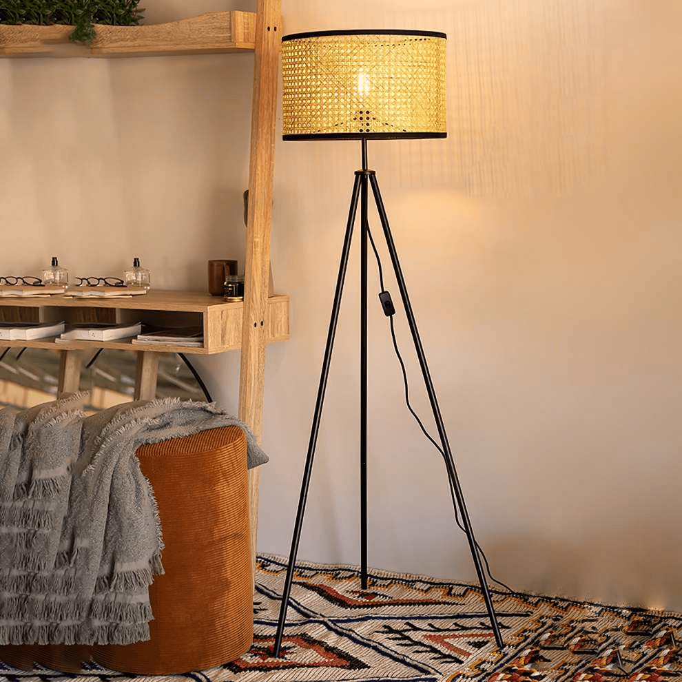 Rattan Tripod Floor Lamp - Natural Chic Lighting