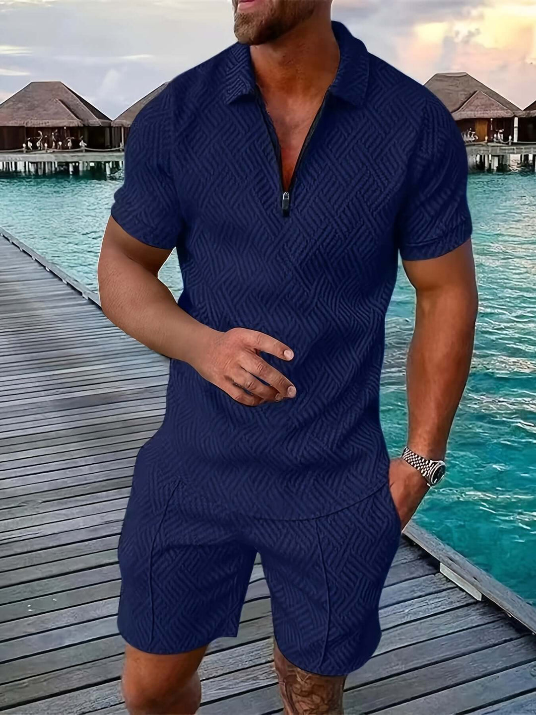 Men's Geometric Print Summer Set