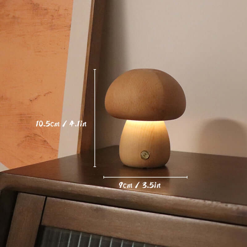 Rechargeable Wooden Mushroom Lamp