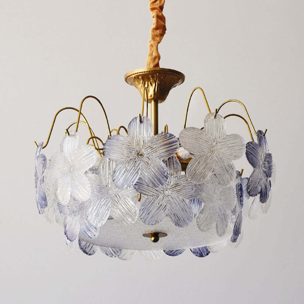 Floral Stained Glass Chandelier for Living Room
